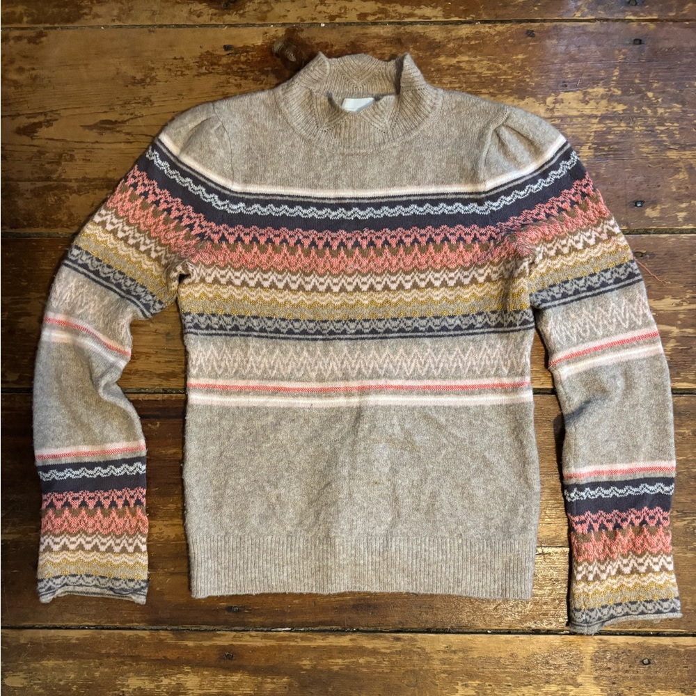 Anthropologie cute wool patterned knit sweater
